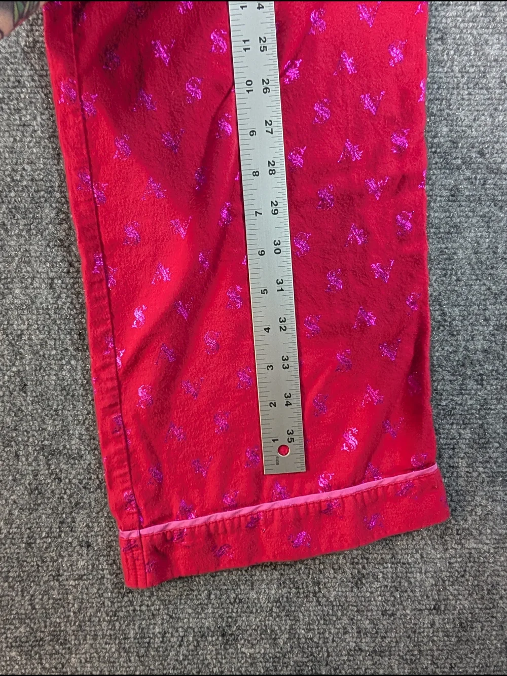 Victoria's Secret Women’s Small Red Sleep Pants with Satin Tie Glitter Logos